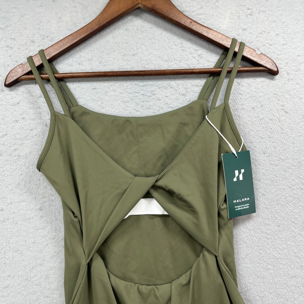 Halara Athletic Dress Womens S Olive Green Cloudful Stretch A-Line Tennis Mini - Picture 5 of 12